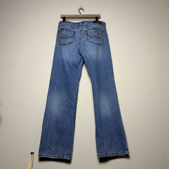 Ariat M5 Denim Jean Pant Men 34x34 Straight Leg Fit Western Distressed Bootcut - Picture 2 of 14